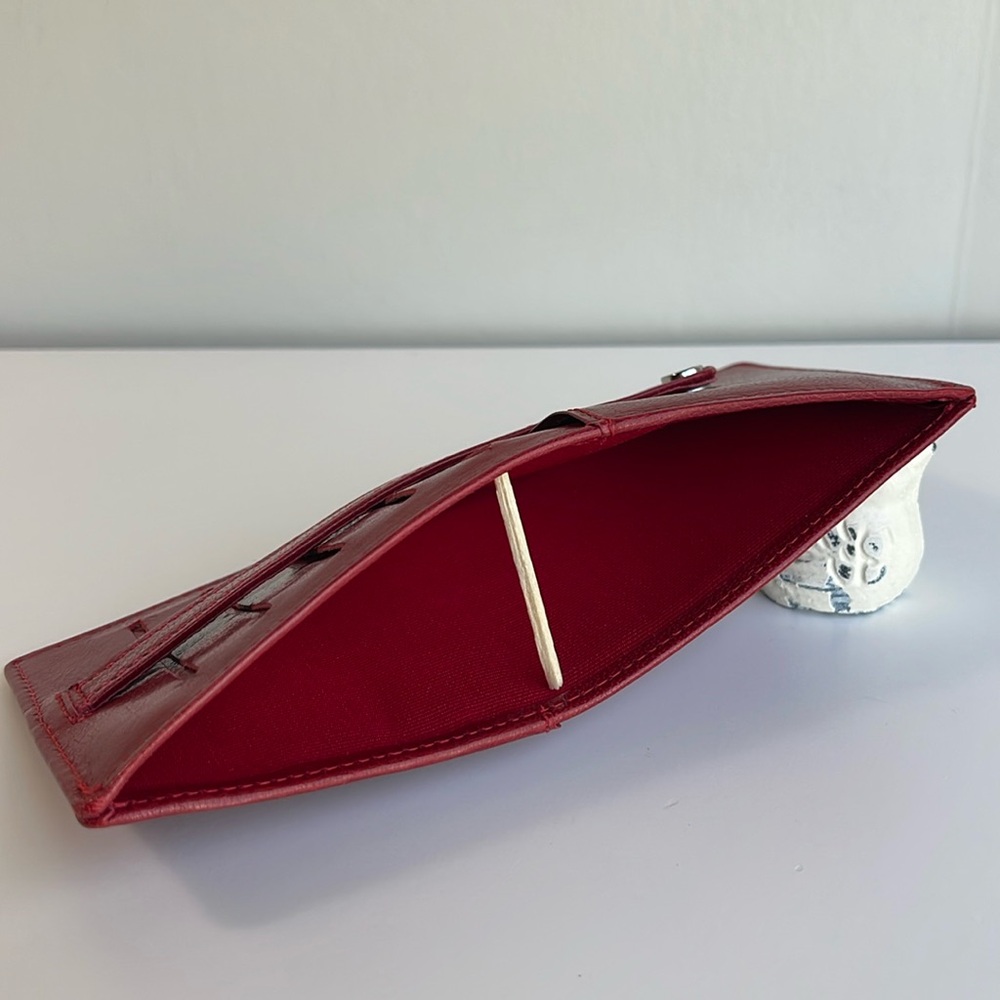 ABAS Red Genuine Leather Long Card Case - Picture 5 of 8